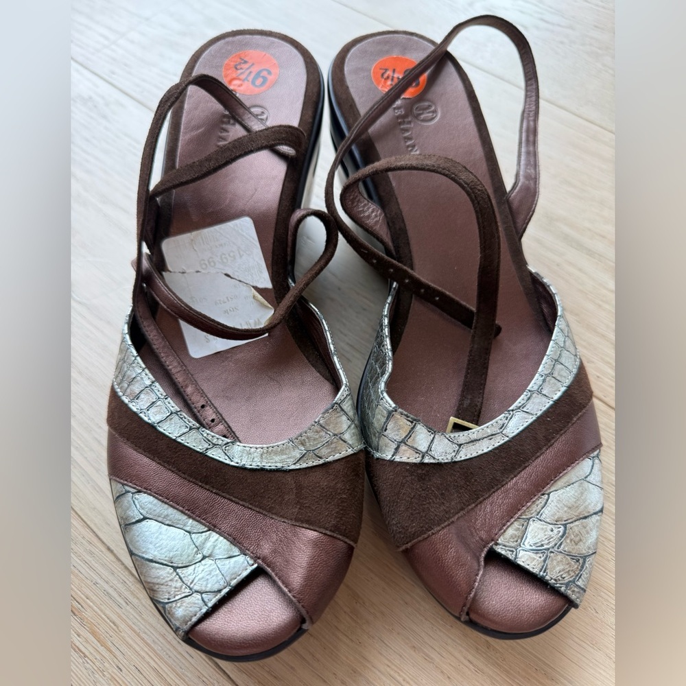 Cole Haan x Nike Air Wedge Sandals 🤎 $160 Retail | Vintage Luxe Leather | 9.5 - Picture 2 of 5